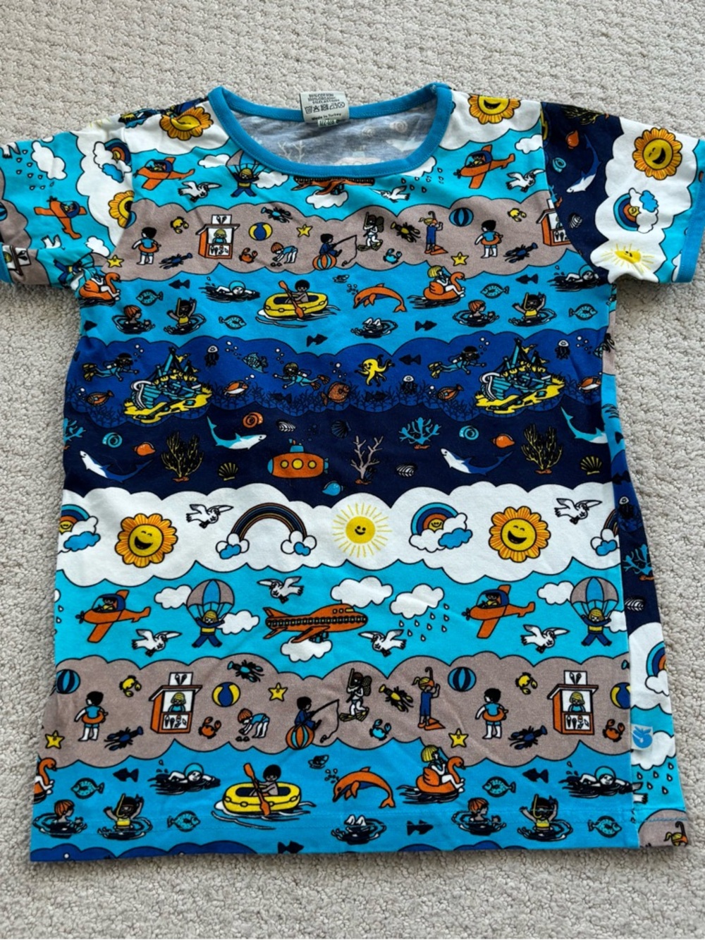 Smafolk blue Colorful Ocean & Sky travel beach print tee